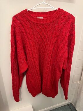 Red Chunky Linen and Cotton Sweater
